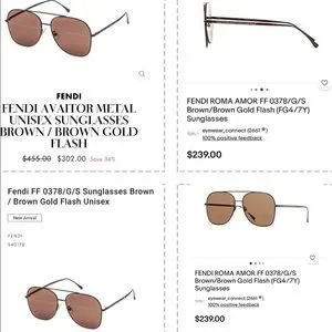 Fendi | Accessories | Unisex Fendi Hologram Pilot Aviator  display picture 3